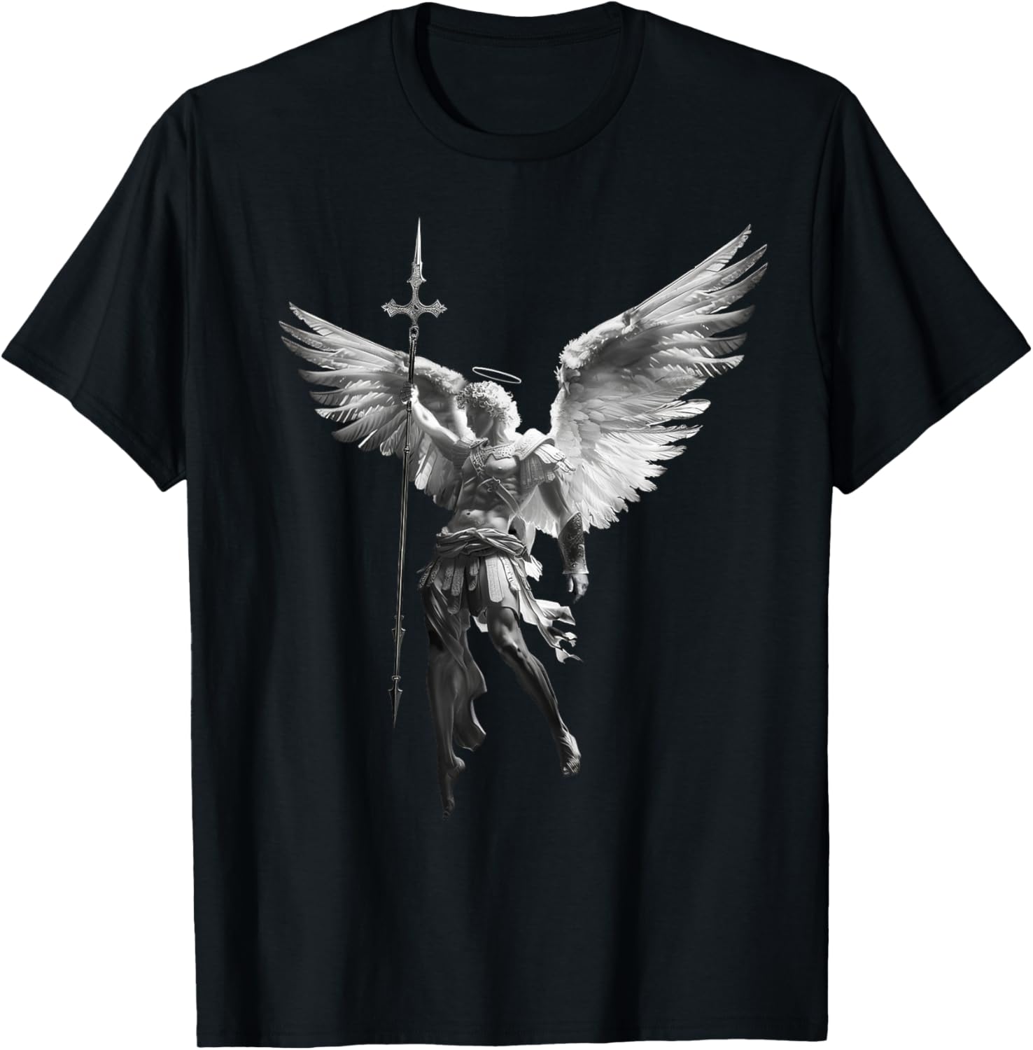 God's Angel Michael Archangel with Spear Cross and Wings. Apparel | Premium Quality