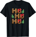 Ho Ho Ho Merry Christmas T Shirt Cute Cheetah Print Clothes T Shirt Viral TikTok Find Best Seller Look
