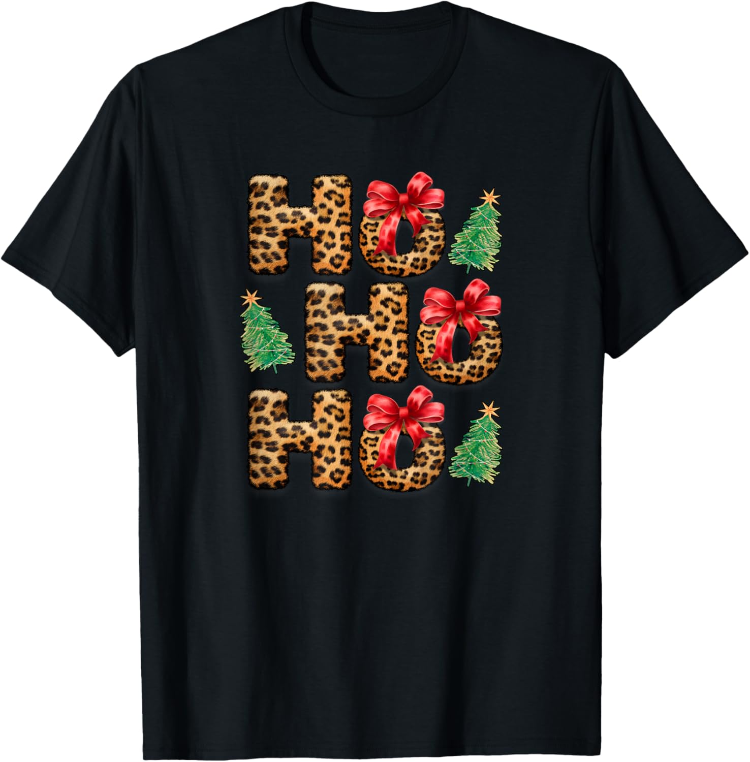 Ho Ho Ho Merry Christmas T Shirt Cute Cheetah Print Clothes T Shirt Viral TikTok Find Best Seller Look