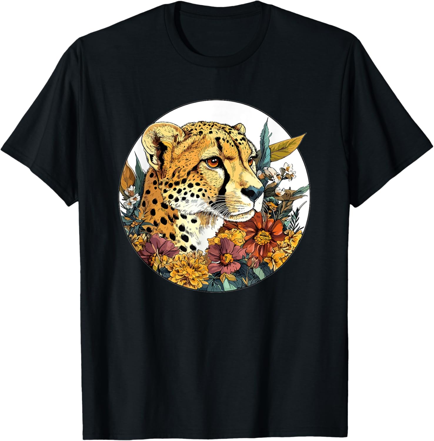 Cheetah Among Flowers Nature Art Apparel Trending US Best Seller Look