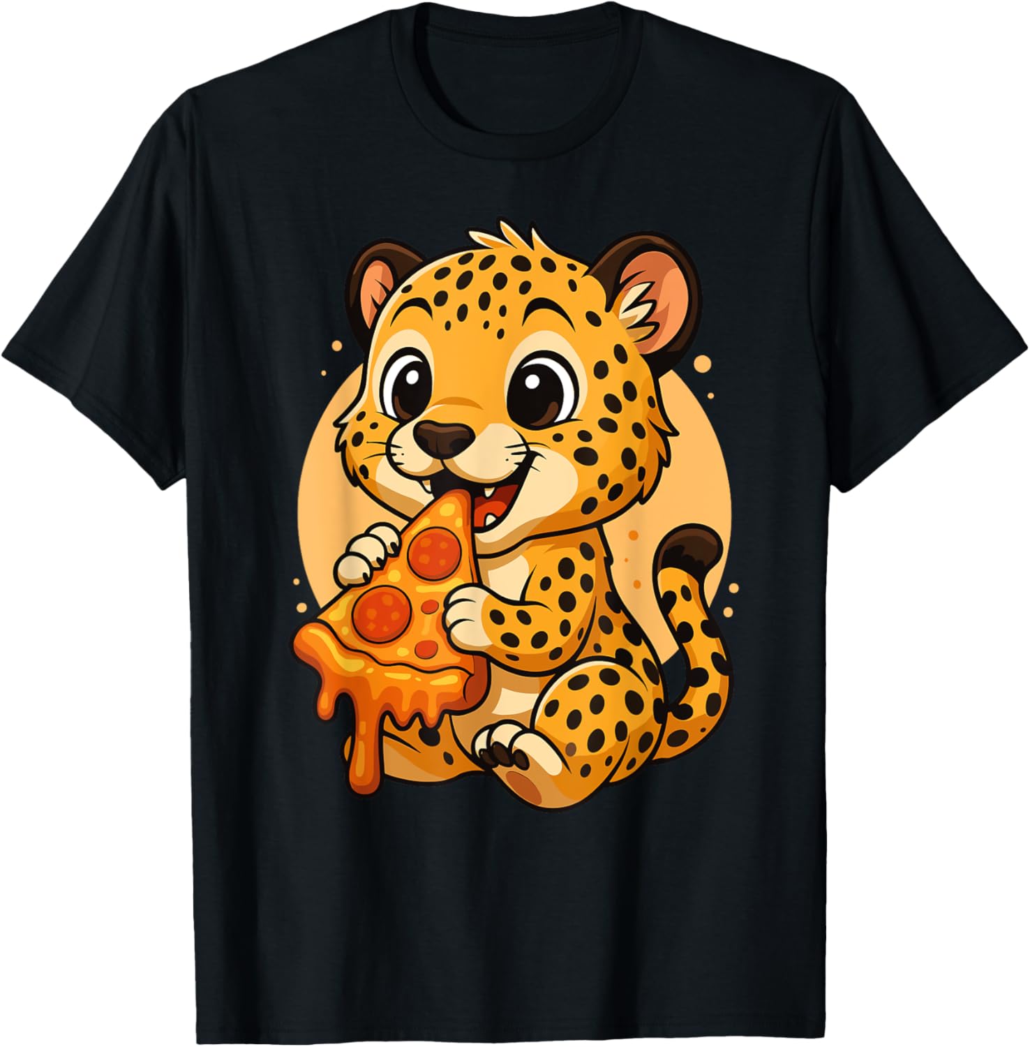 Funny Cheetah Eating Pizza Graphic Boys Girls Cheetah Lover Apparel Comfort Fit Everyday Wear
