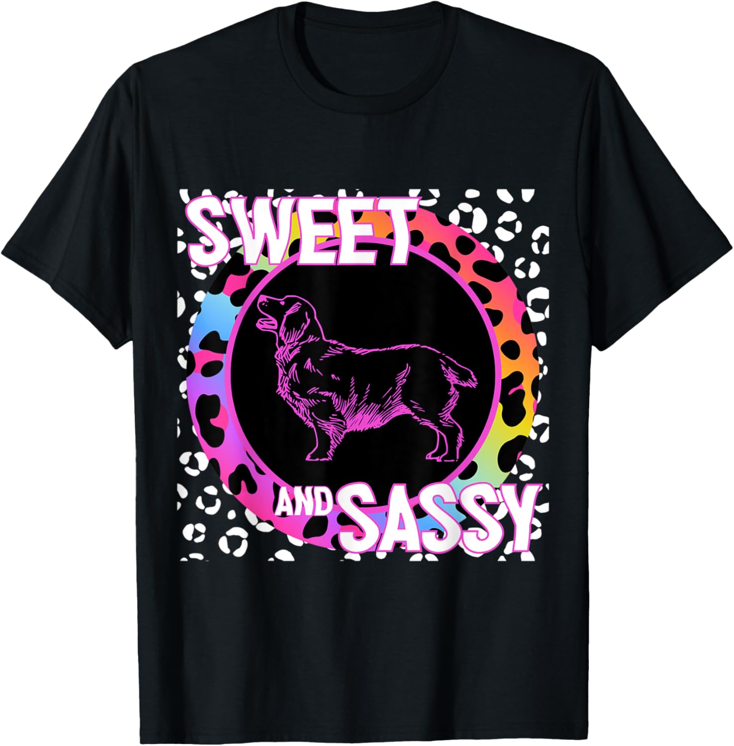 Golden Retriever 90s Nostalgia Rainbow Leopard Print Puppy Apparel Viral TikTok Find Best Seller Look