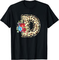 Letter D Initial Leopard Cheetah Print Flowers Watercolor Apparel High Search Demand Gift Ready