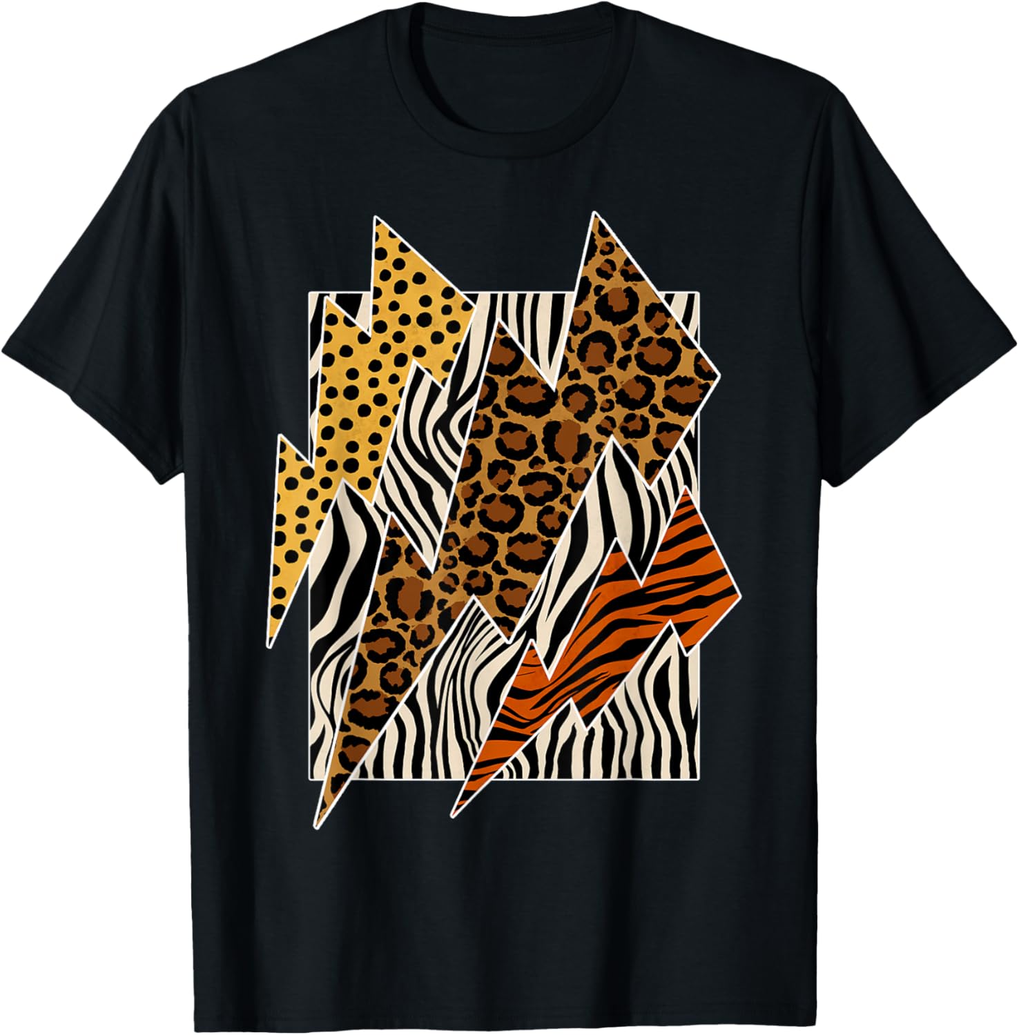 Tiger Leopard Cheetah Zebra Lightning Tee Animal Print T Shirt Premium Print US Top Pick