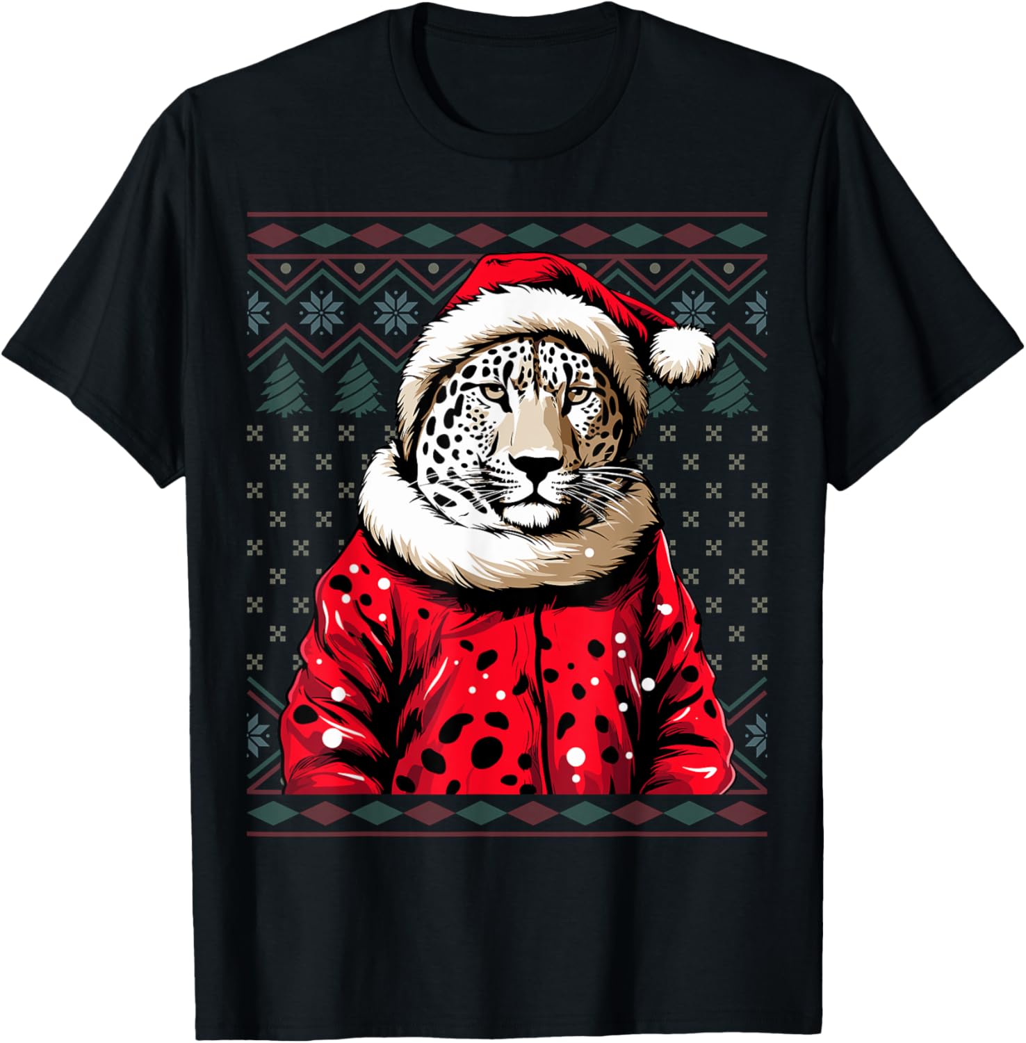 Ugly Cheetah Xmas Holiday Santa Hat Cheetah Christmas Apparel High Search Demand US Top Pick
