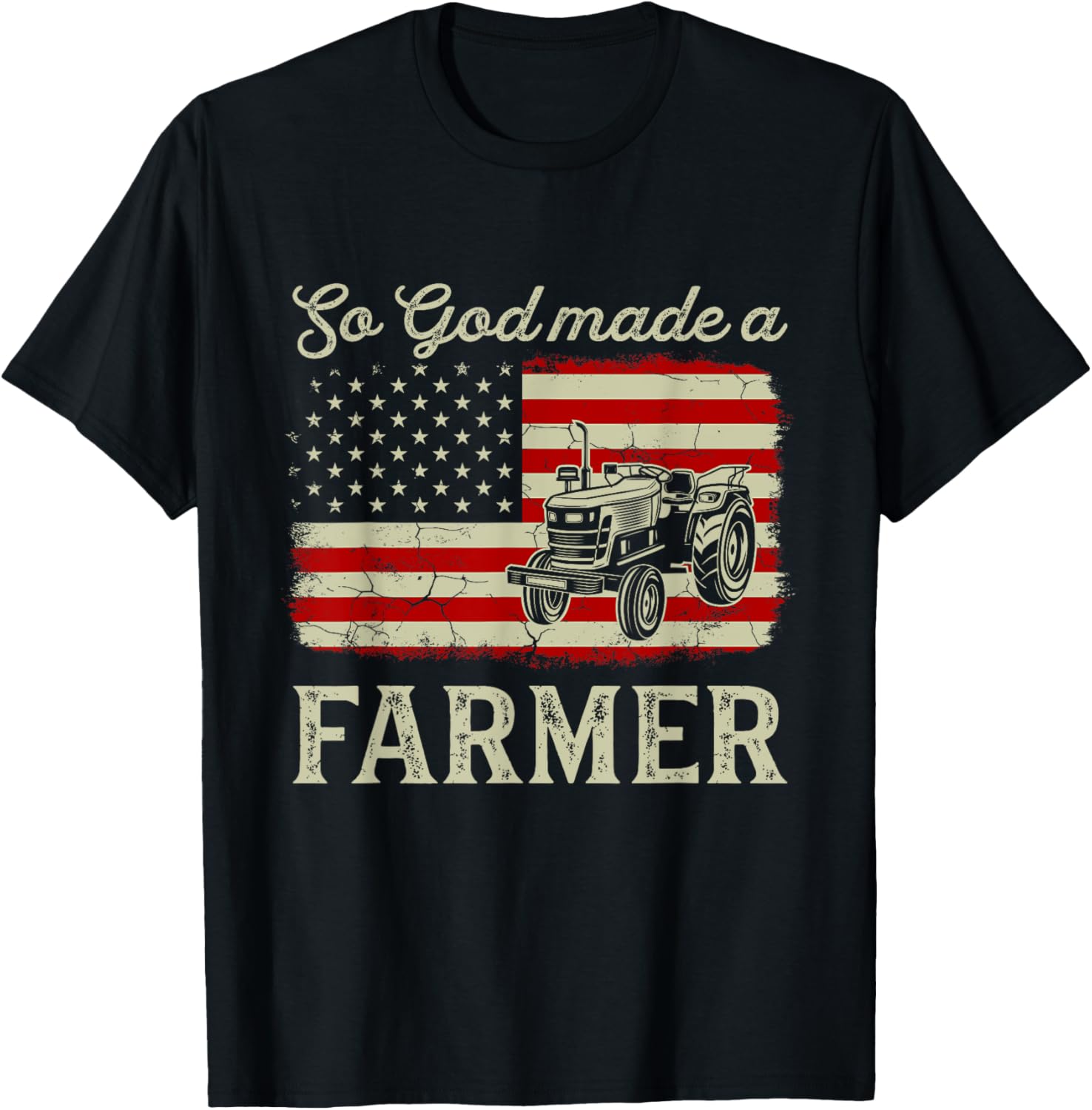Vintage Old American Flag Patriotic So God Made A Farmer Apparel | US Best Seller