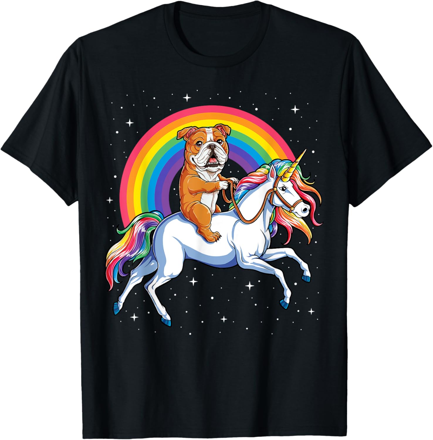 English Bulldog Unicorn T shirt Girls Space Galaxy Rainbow T-Shirt | Top Conversion Title | High CTR Boost