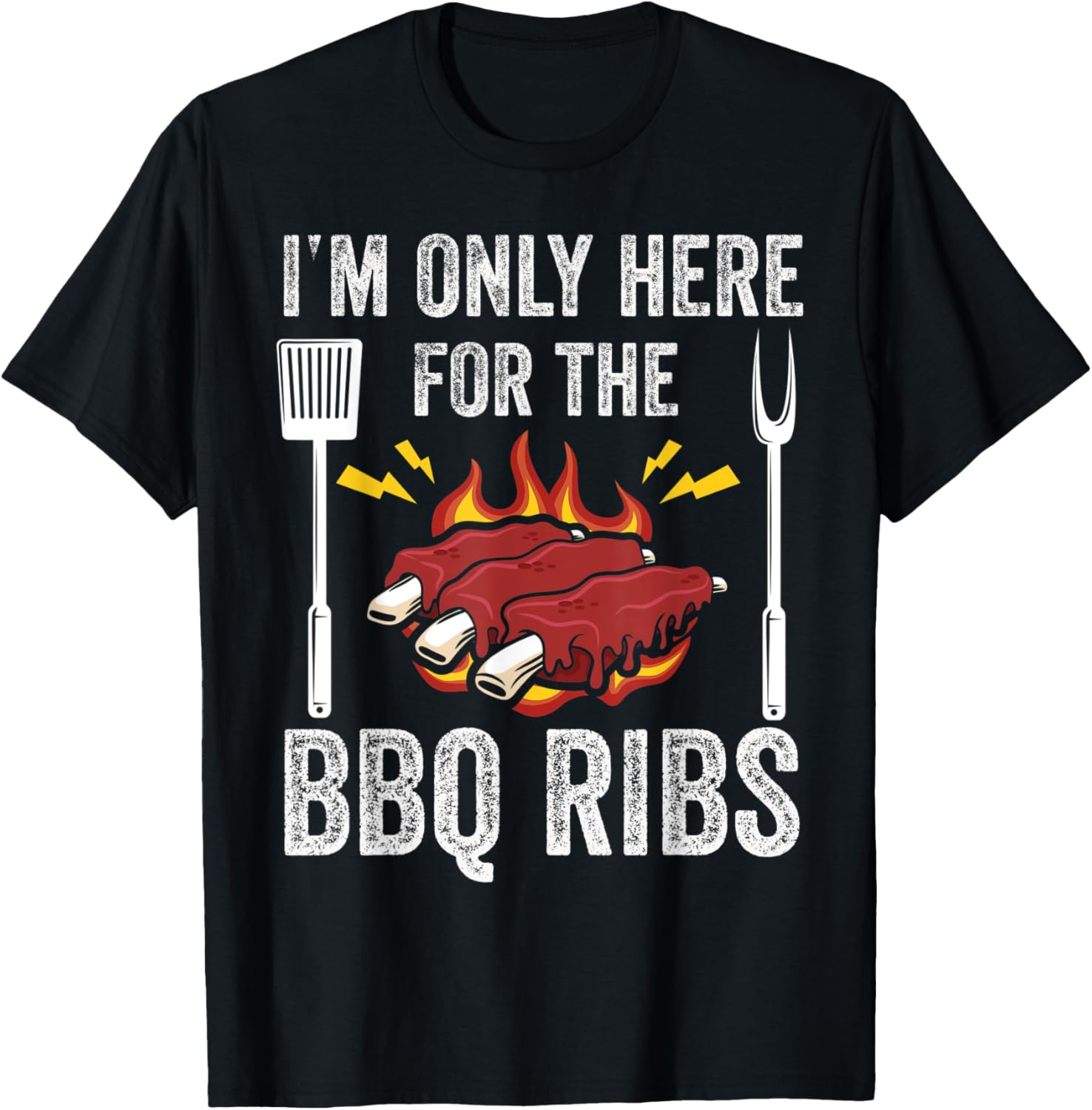 Barbecue Here For BBQ Ribs Grilling BBQ Maker Eater Barbecue Apparel | Premium Quality | Comfort Daily Wear