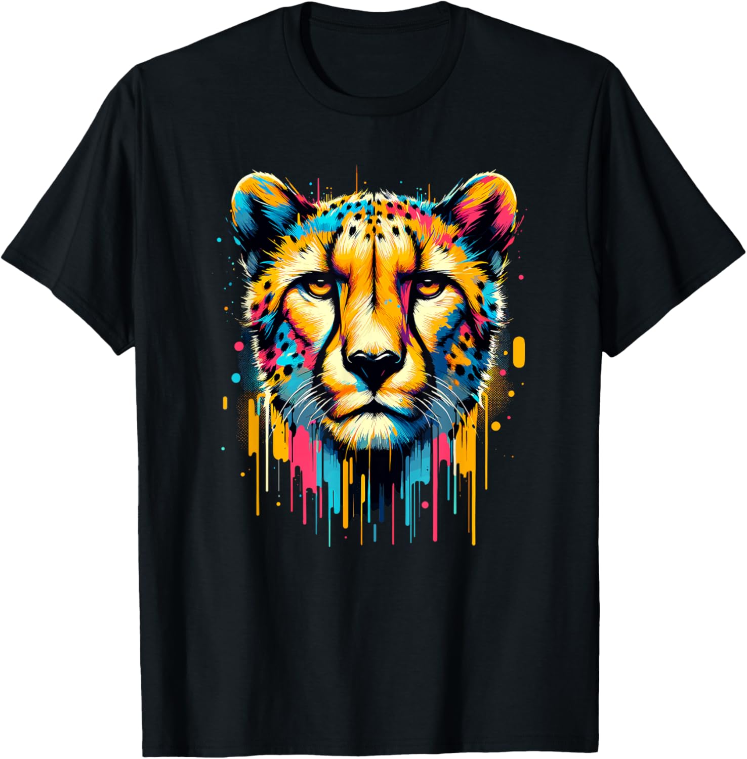Dripping Paint Art Cheetah Cheetahs Apparel Comfort Fit Gift Ready