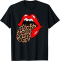 Red Lips Leopard Tongue Shirt Vintage Trendy Animal Print T Shirt Trending US US Top Pick