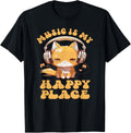 Music Is My Happy Place, Cute Headphone Cat Music Lover Apparel | Google Shopping Optimized | Aesthetic Casual Look