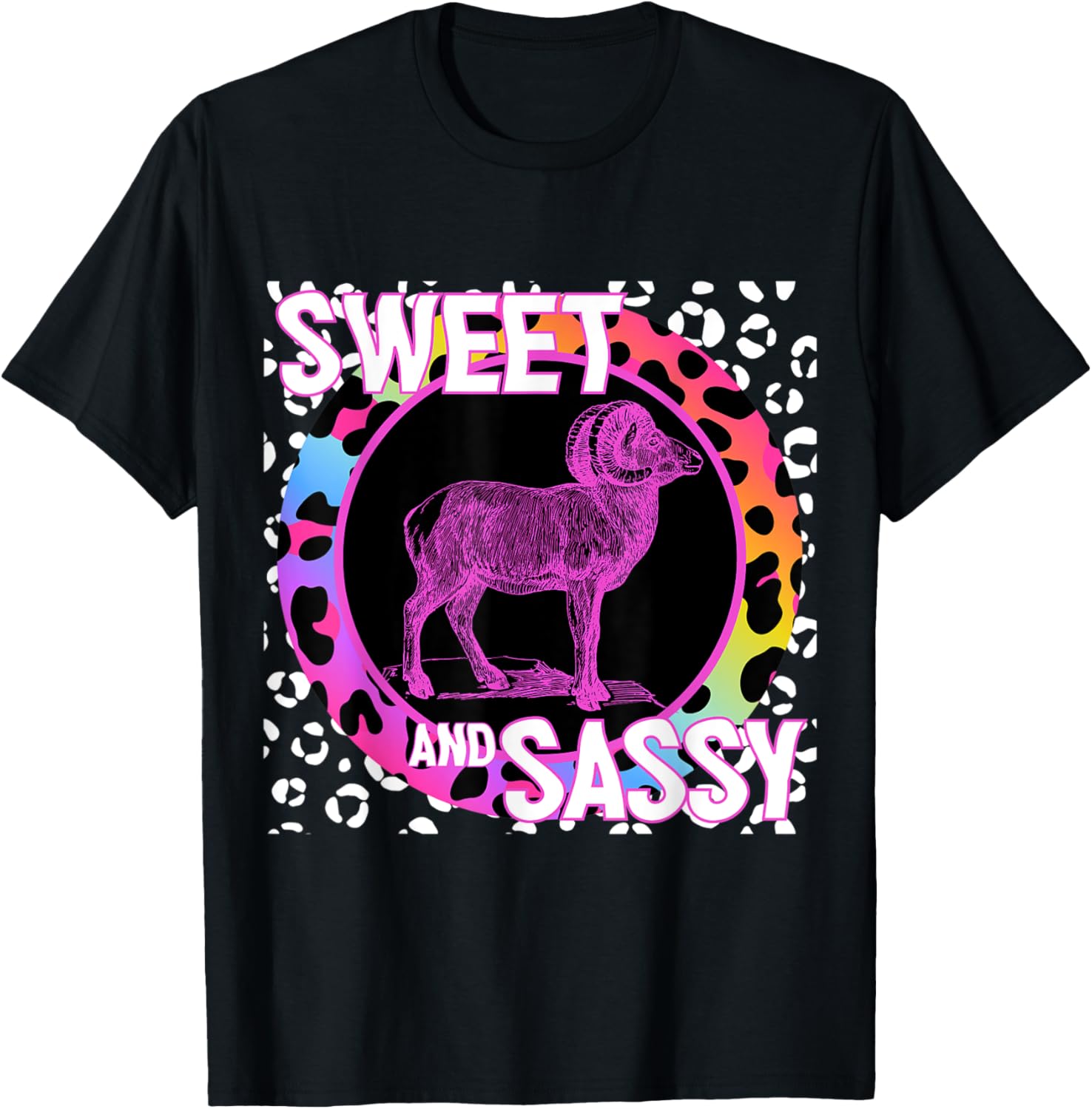 Bighorn Sheep 90s Nostalgia Rainbow Leopard Print Tropical Apparel Trending US Hot Right Now