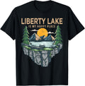 Fishing Boating Camping - My Happy Place Liberty Lake Apparel | Trending 2025 | Daily Wear Essential