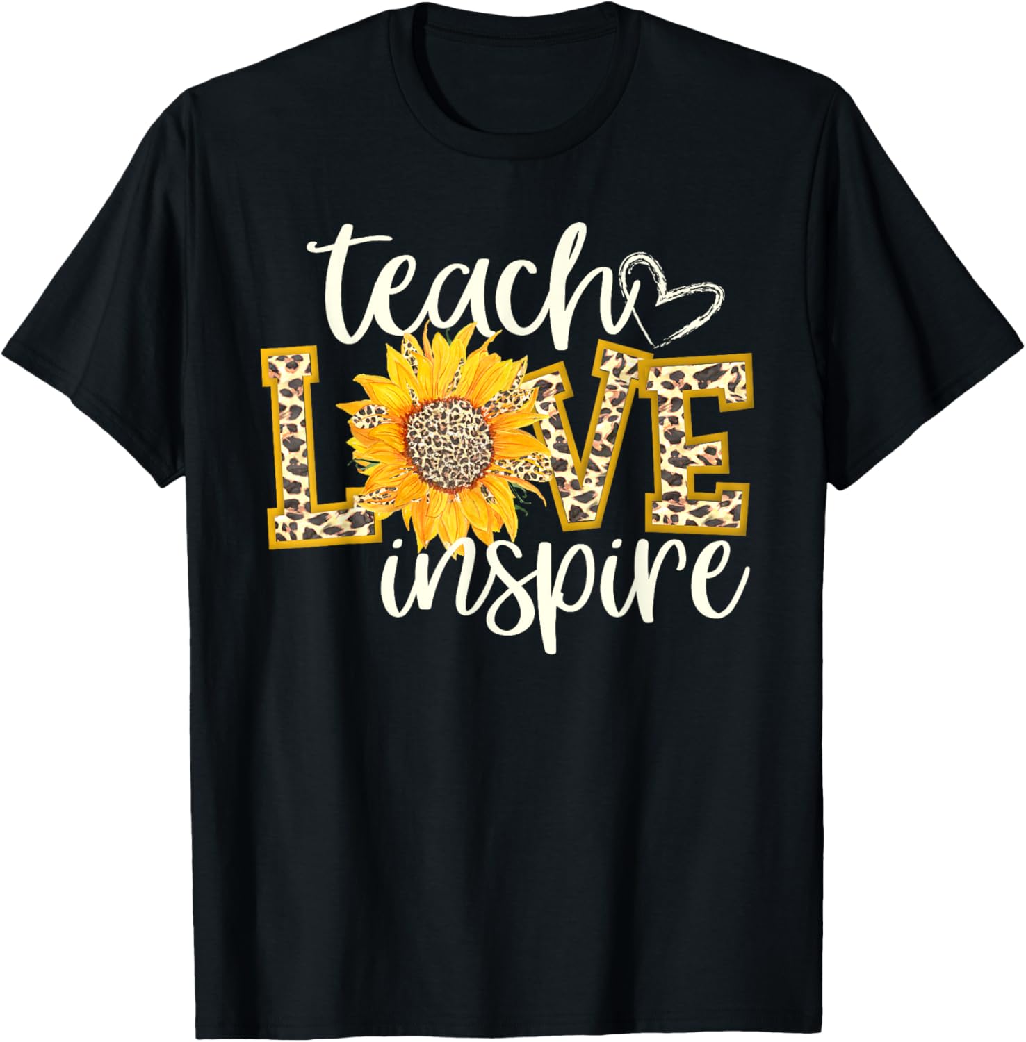 Teach Love Inspire Cute Sunflower Leopard Cheetah Print Gift Apparel Streetwear Style Hot Right Now