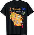 Hand Drawn Illustration of Wisconsin Map, Tourist places, US Apparel | Google Shopping Optimized | Perfect Gift Choice