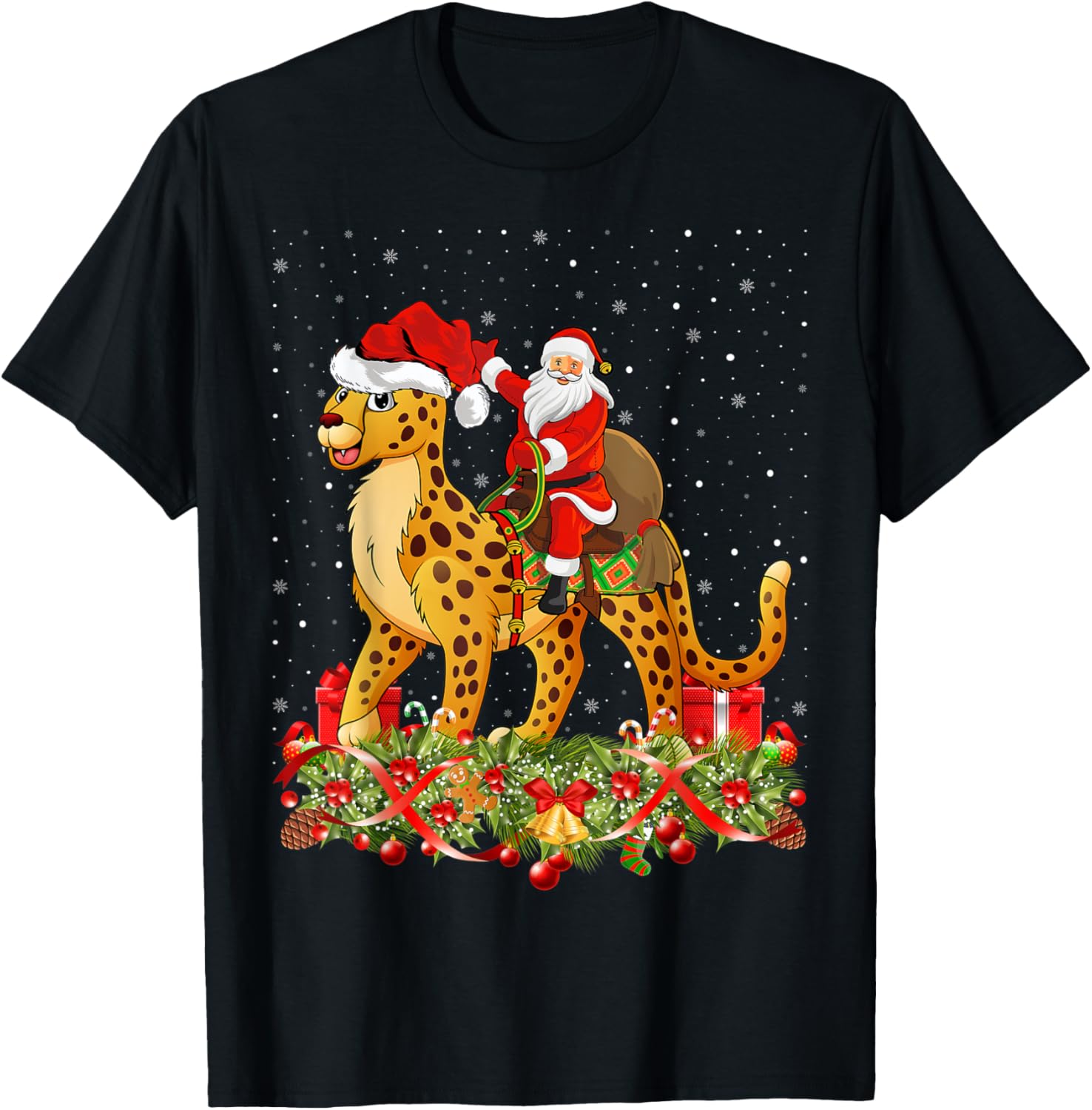 Cheetah Animal Lover Santa Riding Cheetah Christmas Apparel Comfort Fit Best Seller Look
