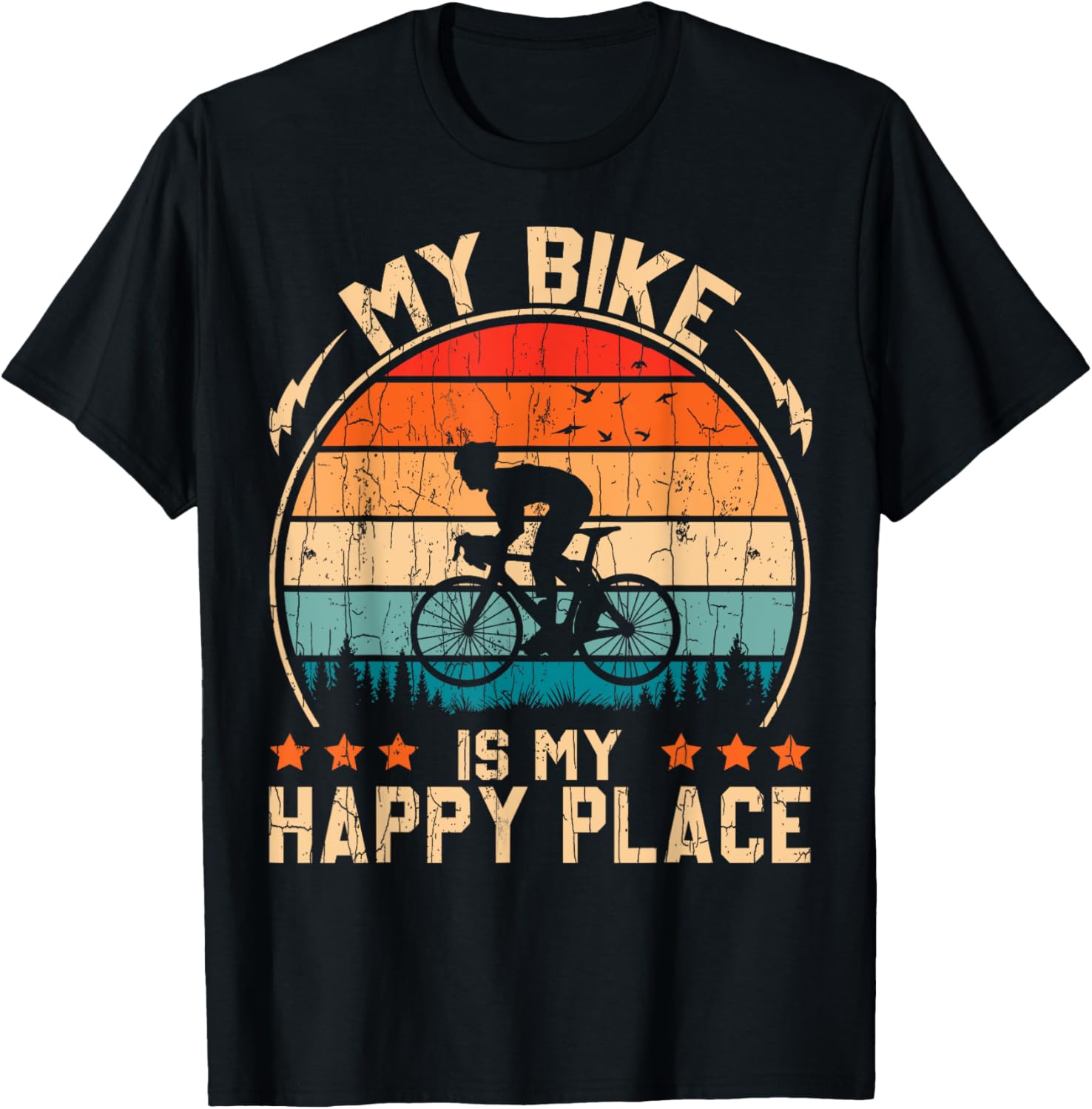 My Bike is My Happy Place Funny Cyclist Bike Apparel | High Search Volume | Daily Wear Essential