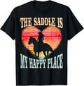 The Saddle Is My Happy Place Girl Riding Horse Silhouette Apparel | High Search Volume | Customer Favorite