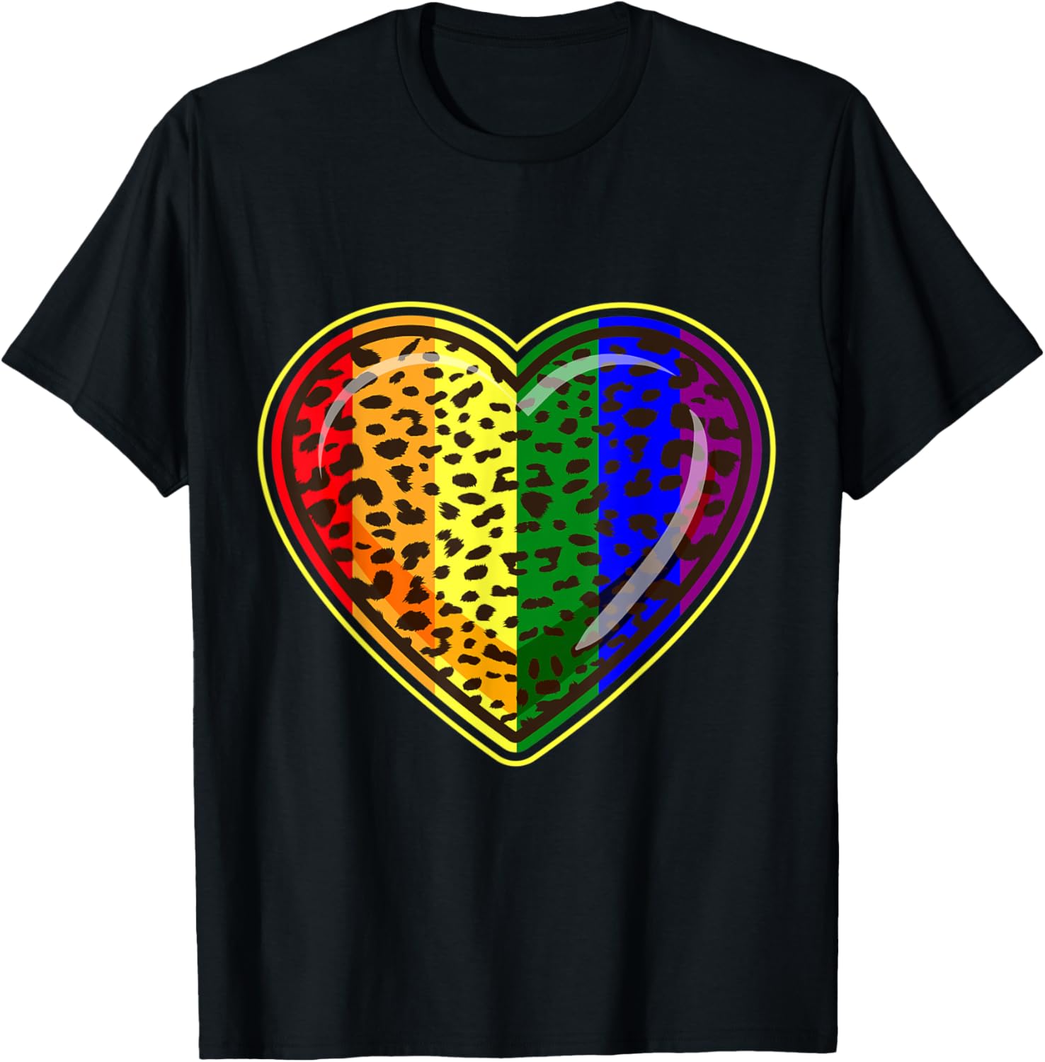 Cheetah Print LGBT Heart Apparel Premium Print Everyday Wear