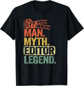 Mens Man Myth Editor Legend Movie Producer Dad Editing Filmmaker Apparel | Premium Quality | Comfort Daily Wear