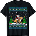 Ugly Xmas Lighting Tree Santa Riding Cheetah Christmas Apparel Streetwear Style US Top Pick