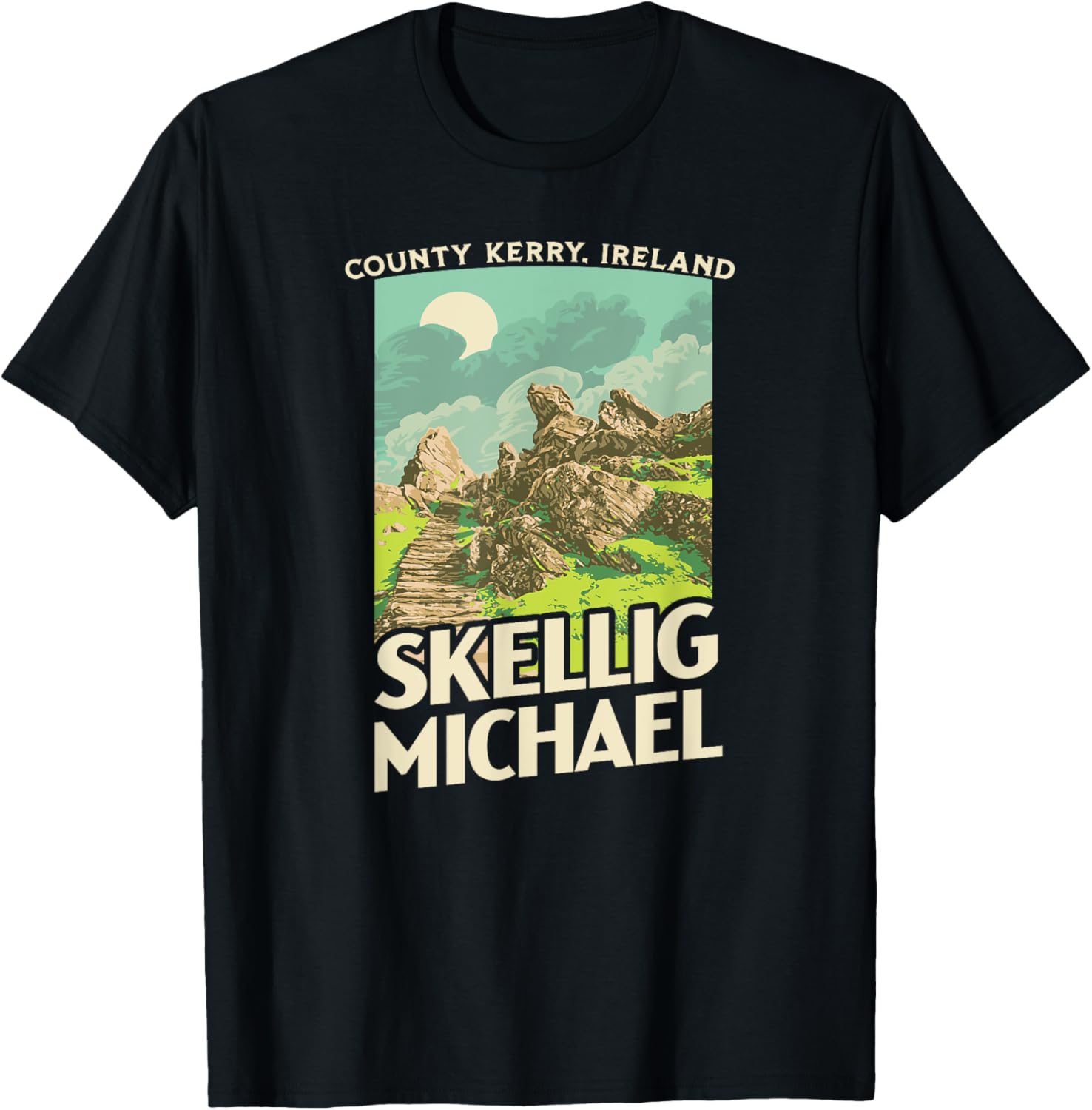 Skellig Michael Ireland Retro WPA Style Vintage Graphic Apparel | Trending 2025