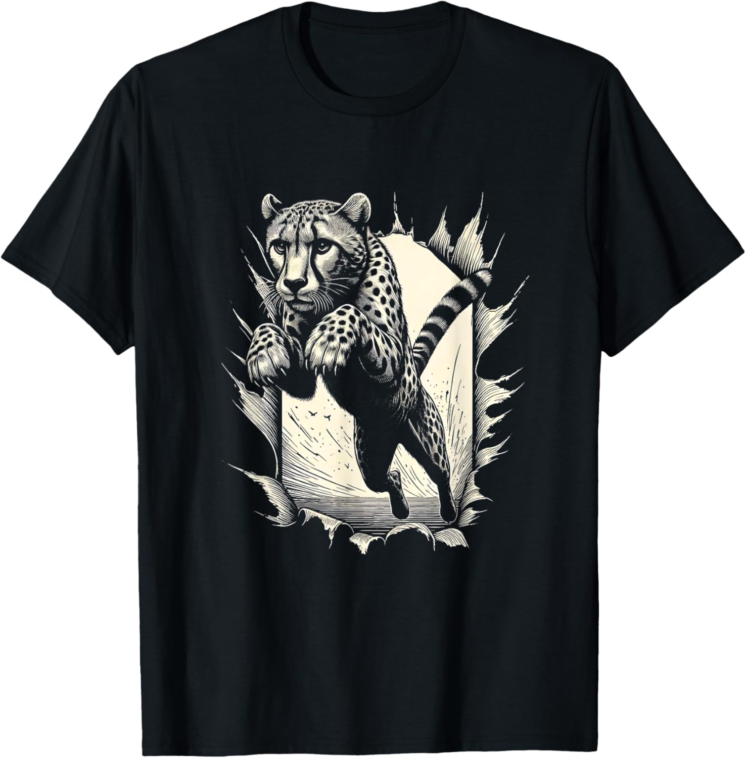 Leopard Cheetah Jumping Graphic Art Design Apparel Comfort Fit Best Seller Look