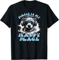 Music Is My Happy Place, Cool Headphone Dog Music Lover Apparel | Trending 2025 | Perfect Gift Choice