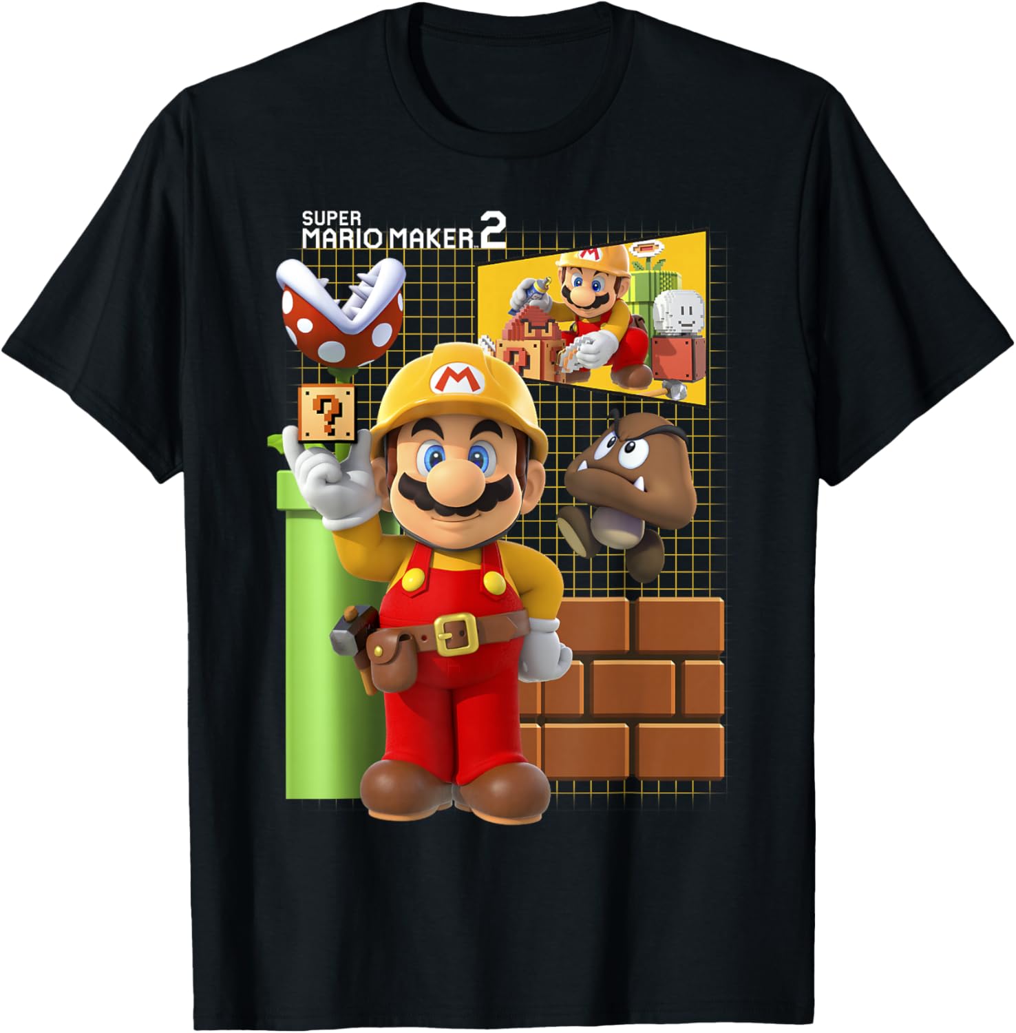 Super Mario Maker 2 Game Play Portrait Grid Background Apparel | US Viral Style | Aesthetic Fit
