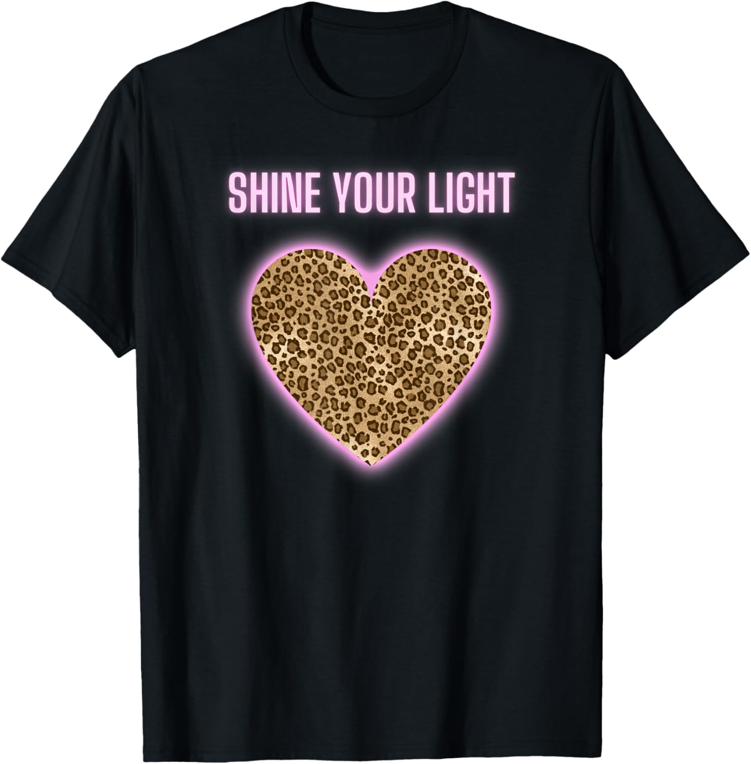 Shine Your Light Retro 90s Heart Leopard Print Cheetah Print Apparel Trending US Everyday Wear