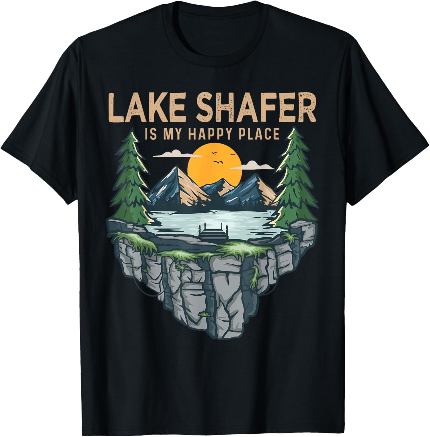 Fishing Boating Camping - My Happy Place Lake Shafer Apparel | Top Conversion Title | Customer Favorite