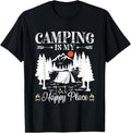Funny Camper Saying for Men Women Camping is My Happy Place Apparel | Top Conversion Title | Daily Wear Essential