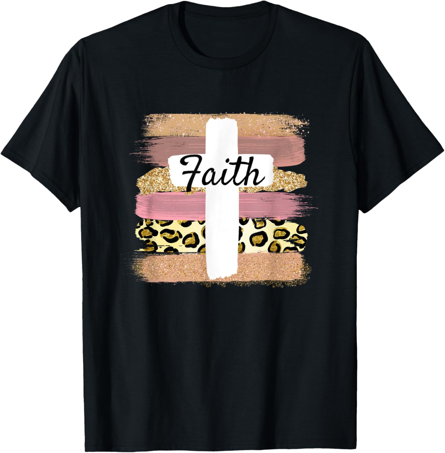 Christian Faith Cross Leopard Cheetah Ombre Print Jesus Apparel Comfort Fit Fan Favorite
