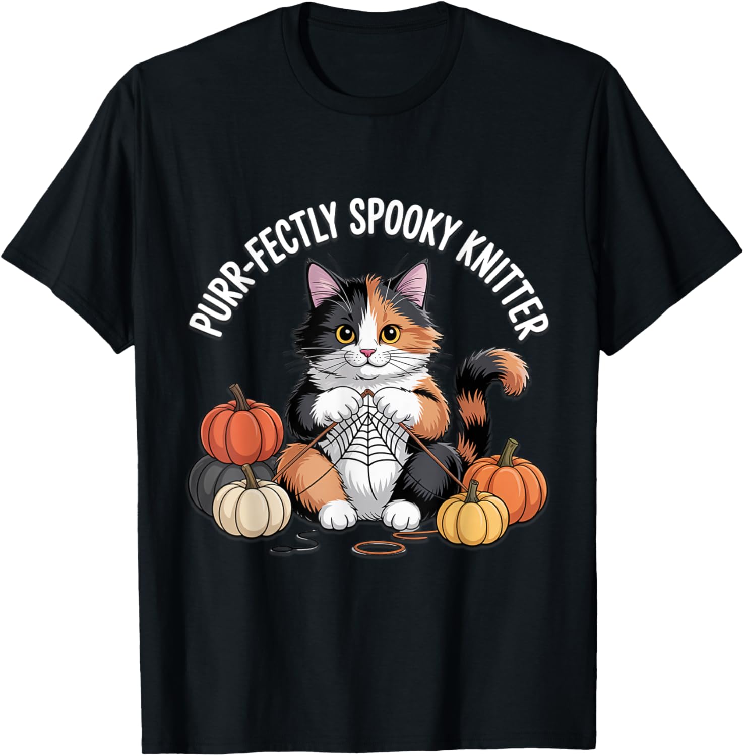 Purr-fectly Spooky Knitter Cute Halloween Cat with Yarn Yarn Supply | Trending 2025 | Customer Favorite