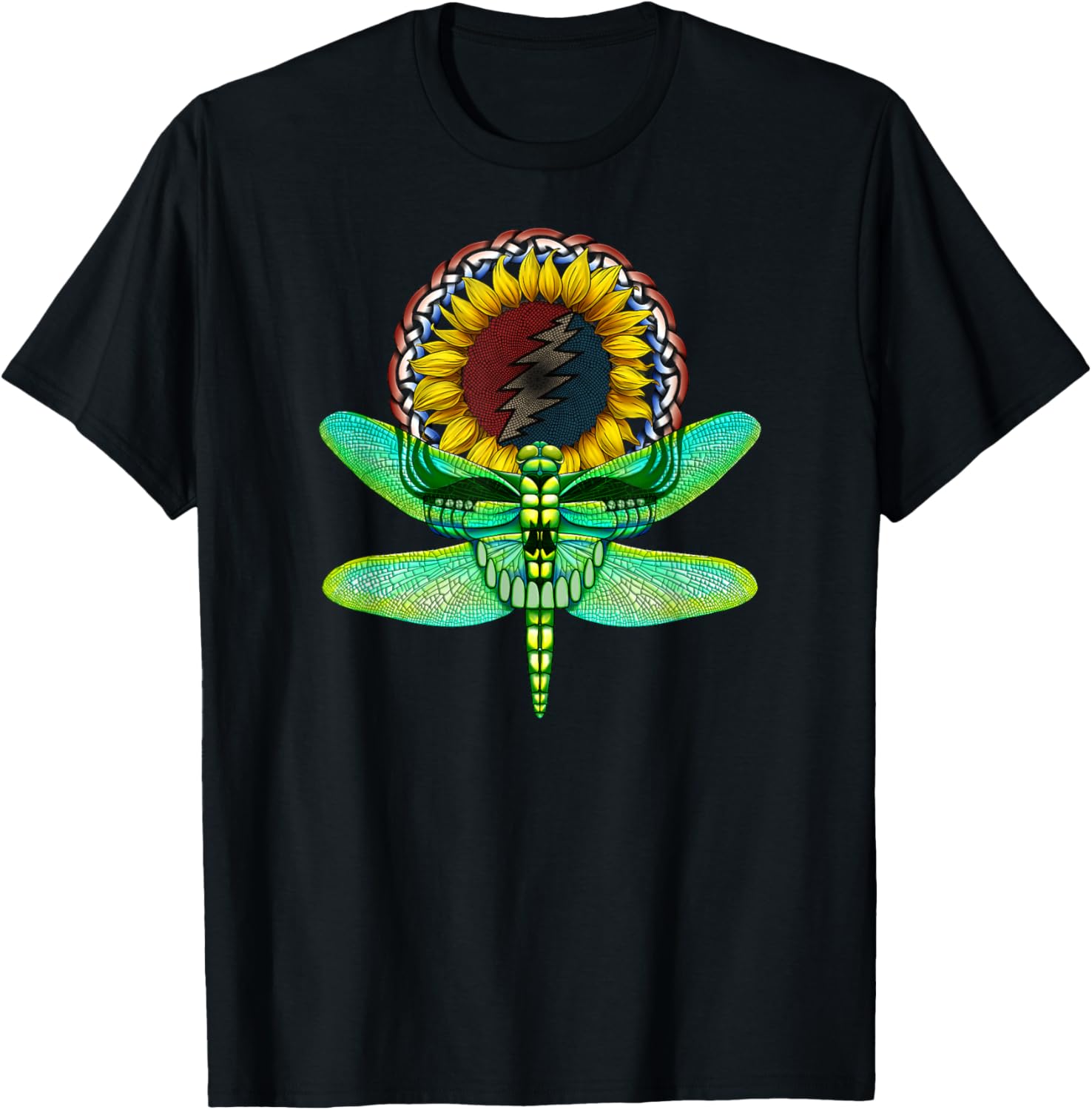Sunflower and Dragonfly Skull Art Tribute to Michael Everett Apparel | Trending 2025