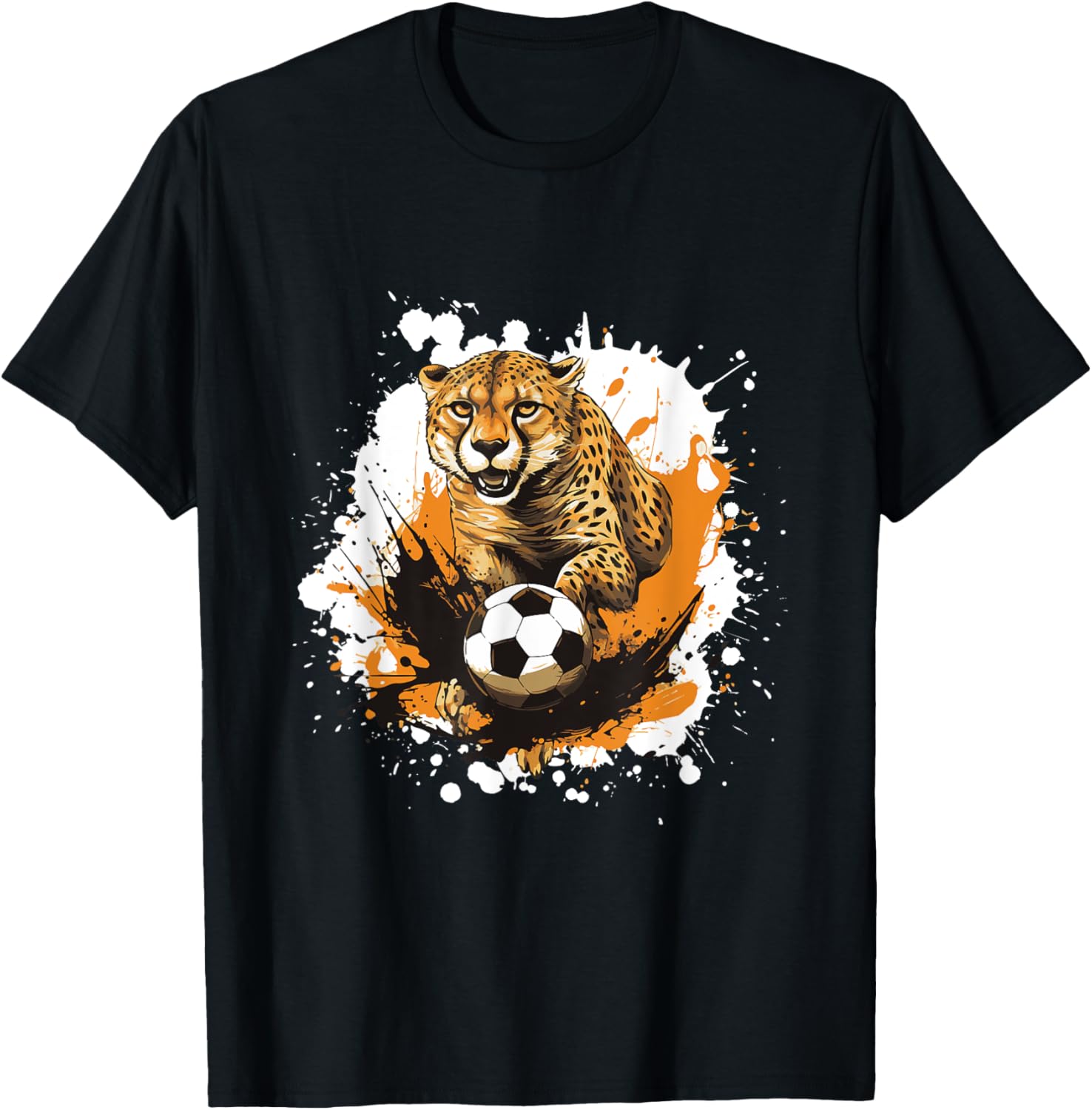 Cheetah Playing Soccer Funny Animal Apparel Streetwear Style Everyday Wear