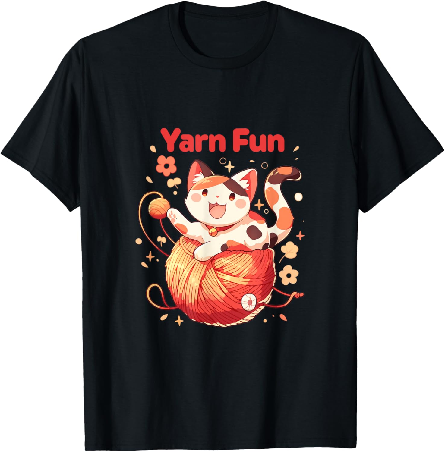 Happy Calico Cat Playing With Ball Of Yarn Cute Cat Lover T-Shirt for Men Women Kids T-Shirt | High Search Volume | C...