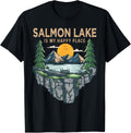 Fishing Boating Camping - My Happy Place Salmon Lake Apparel | Top Conversion Title | Daily Wear Essential