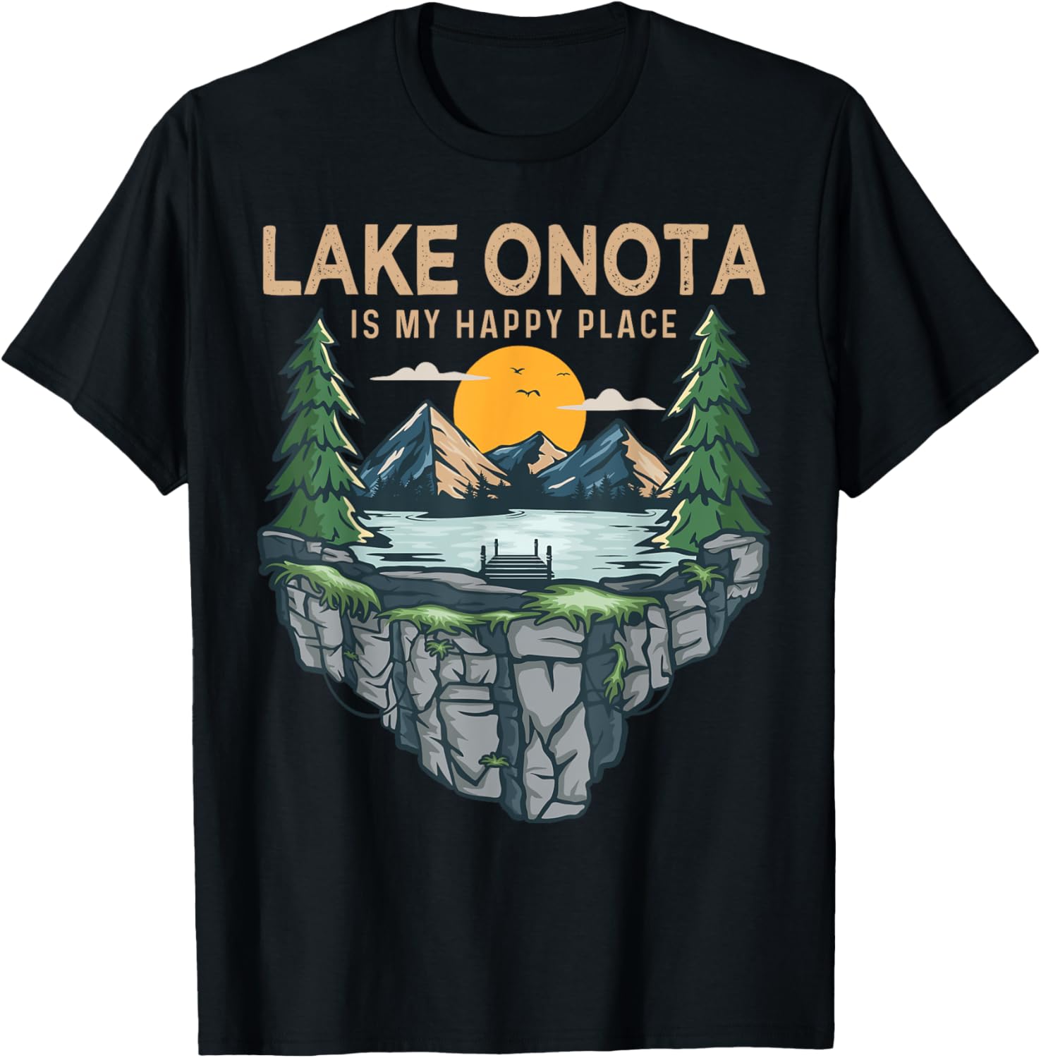 Fishing Boating Camping - My Happy Place Lake Onota Apparel | Trending 2025 | Aesthetic Casual Look