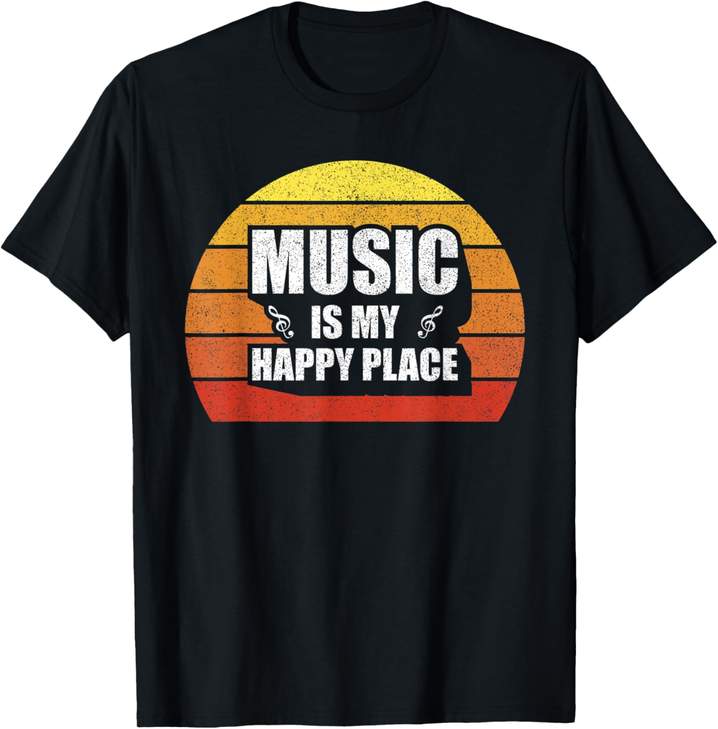 Retro Music Is My Happy Place Shirt Inspiring Music Vintage T-Shirt | Bestseller Style | Daily Wear Essential