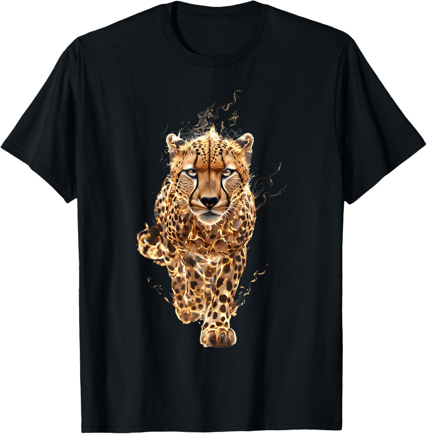 Fire Cheetah Flames Cool Animal Graphic Aesthetic Cat 2025 Apparel Streetwear Style Everyday Wear