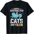 Easily Distracted By Cats And Yarn Crochet Knitting Grunge Yarn Supply | Top Rated | High CTR Title