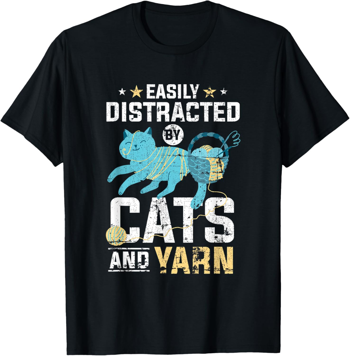 Easily Distracted By Cats And Yarn Crochet Knitting Grunge Yarn Supply | Top Rated | High CTR Title