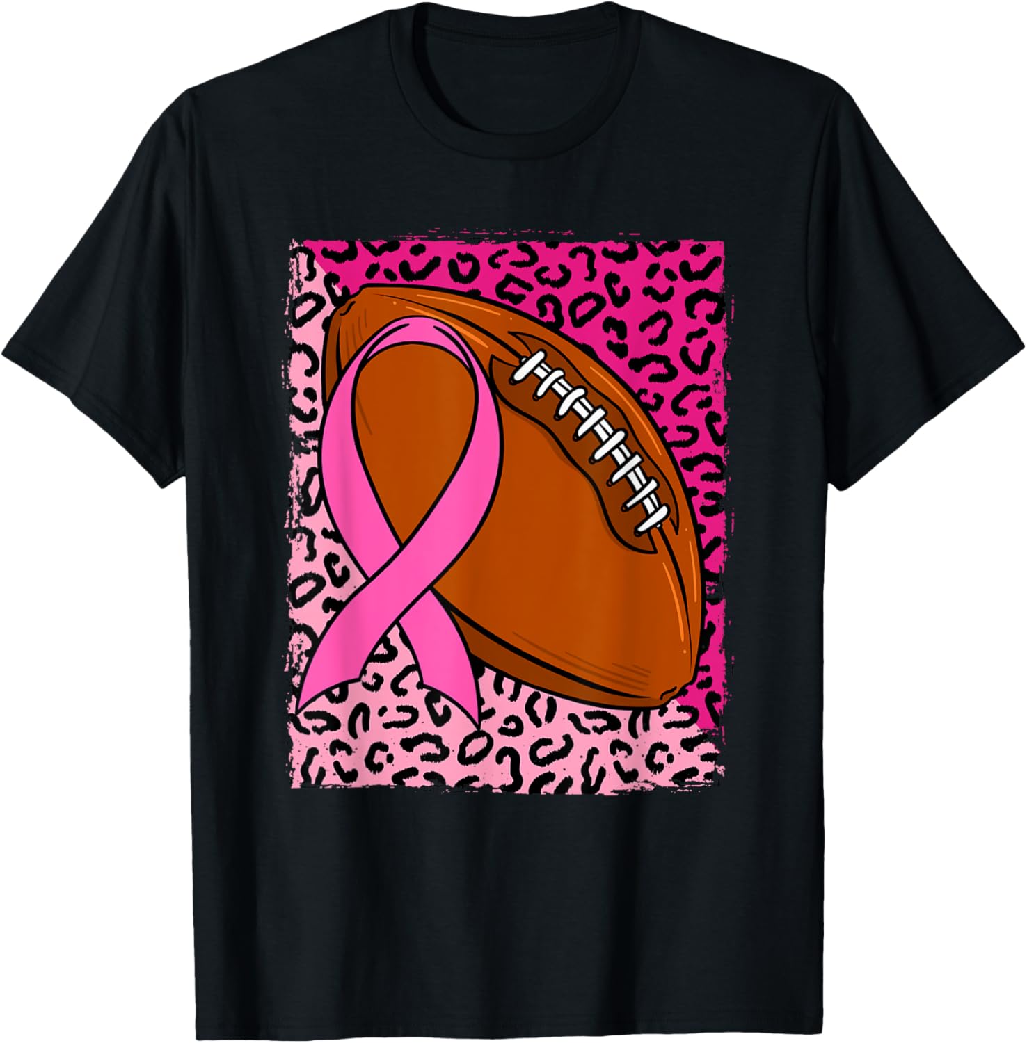 Football Pink Awareness Ribbon Breast Cancer Cheetah Print Apparel Premium Print Everyday Wear