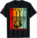 Music Happy Place Retro Guitarist Print Apparel | US Viral Pick | Aesthetic Casual Look