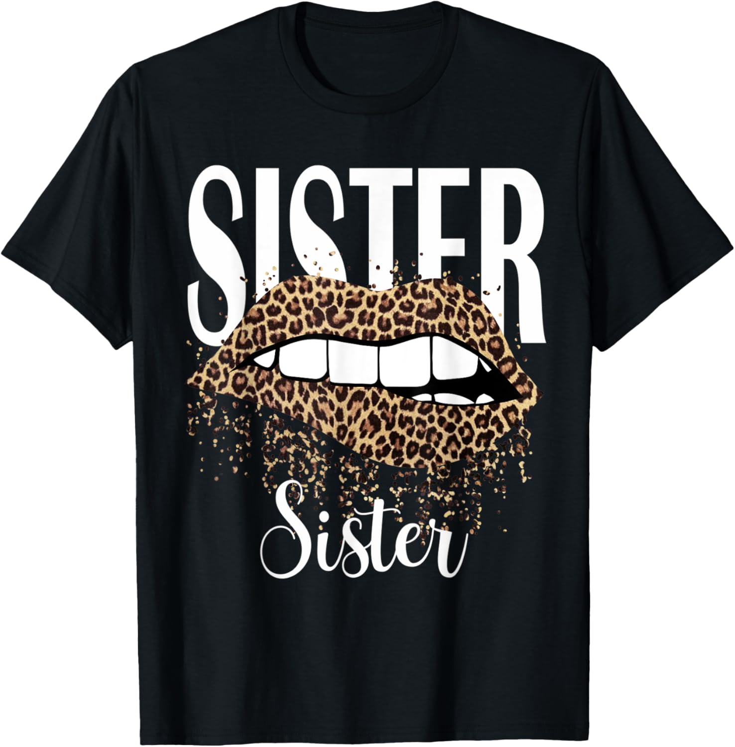 Cool Lips Bite Kiss Me Leopard Print Cheetah Sister Tee T Shirt Trending US Best Seller Look