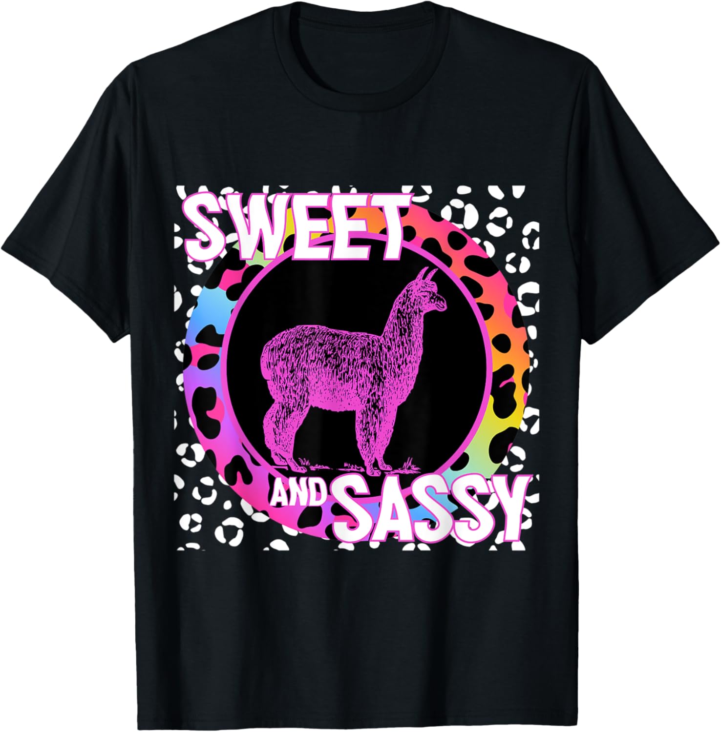 Alpaca 90s Nostalgia Rainbow Leopard Print Tropical Cheetah Apparel Premium Print Everyday Wear