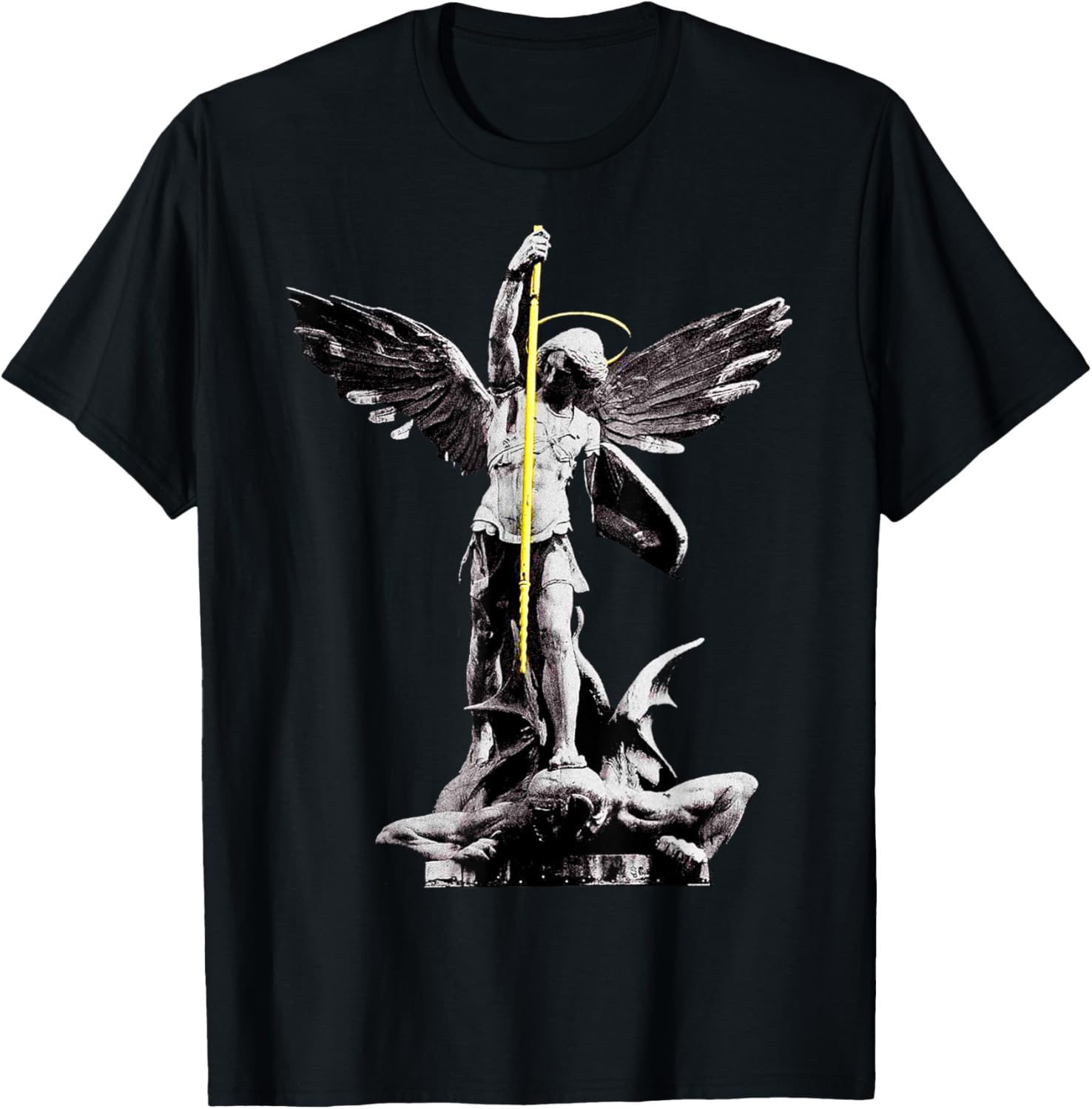 Saint Michael Slaying the Devil gothic Christian Aesthetic Apparel | Viral Streetwear Style