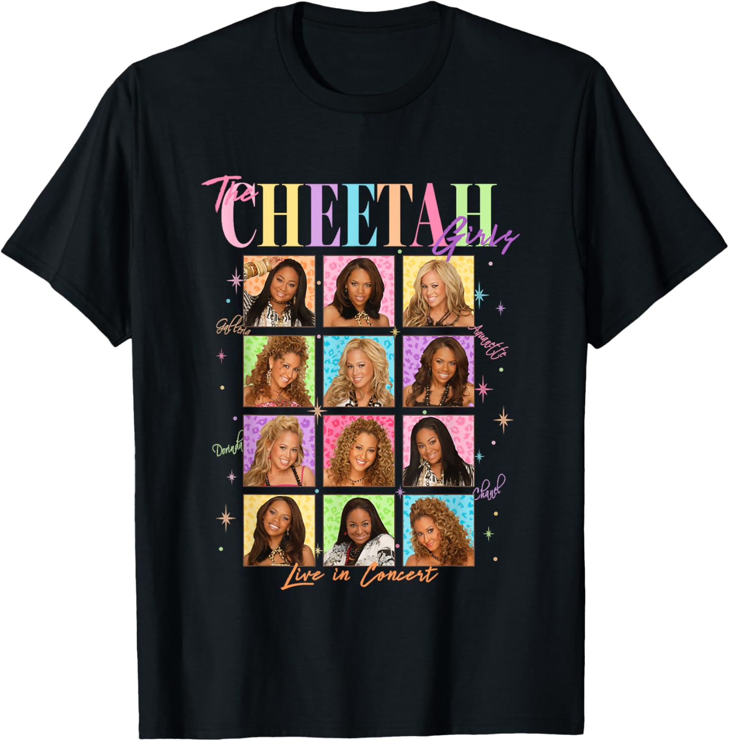 Disney The Cheetah Girls Colorful Box Ups Retro Collage Apparel Streetwear Style Everyday Wear
