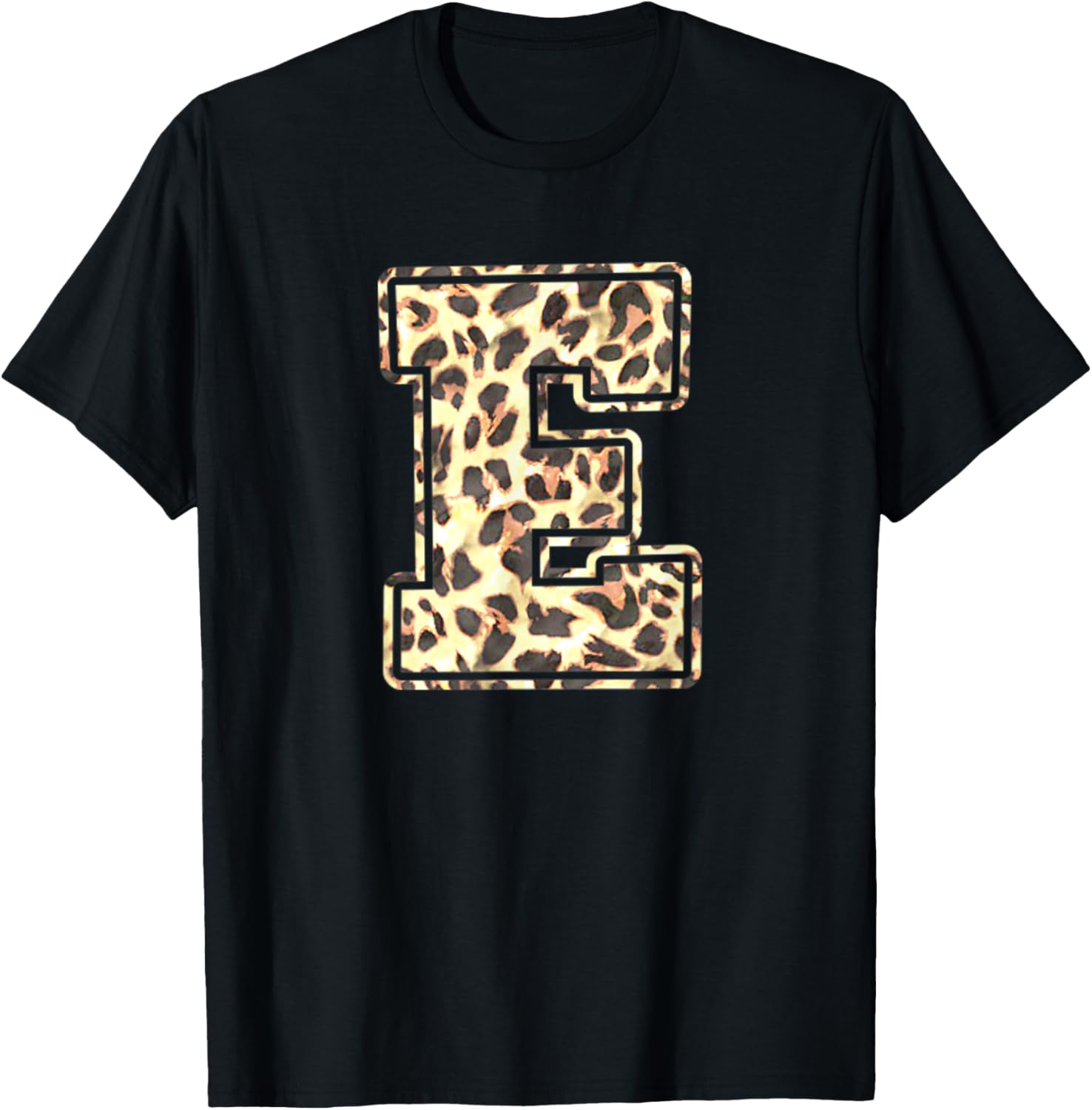 Letter E Initial Leopard Cheetah Print Trendy Watercolor Apparel Streetwear Style US Top Pick